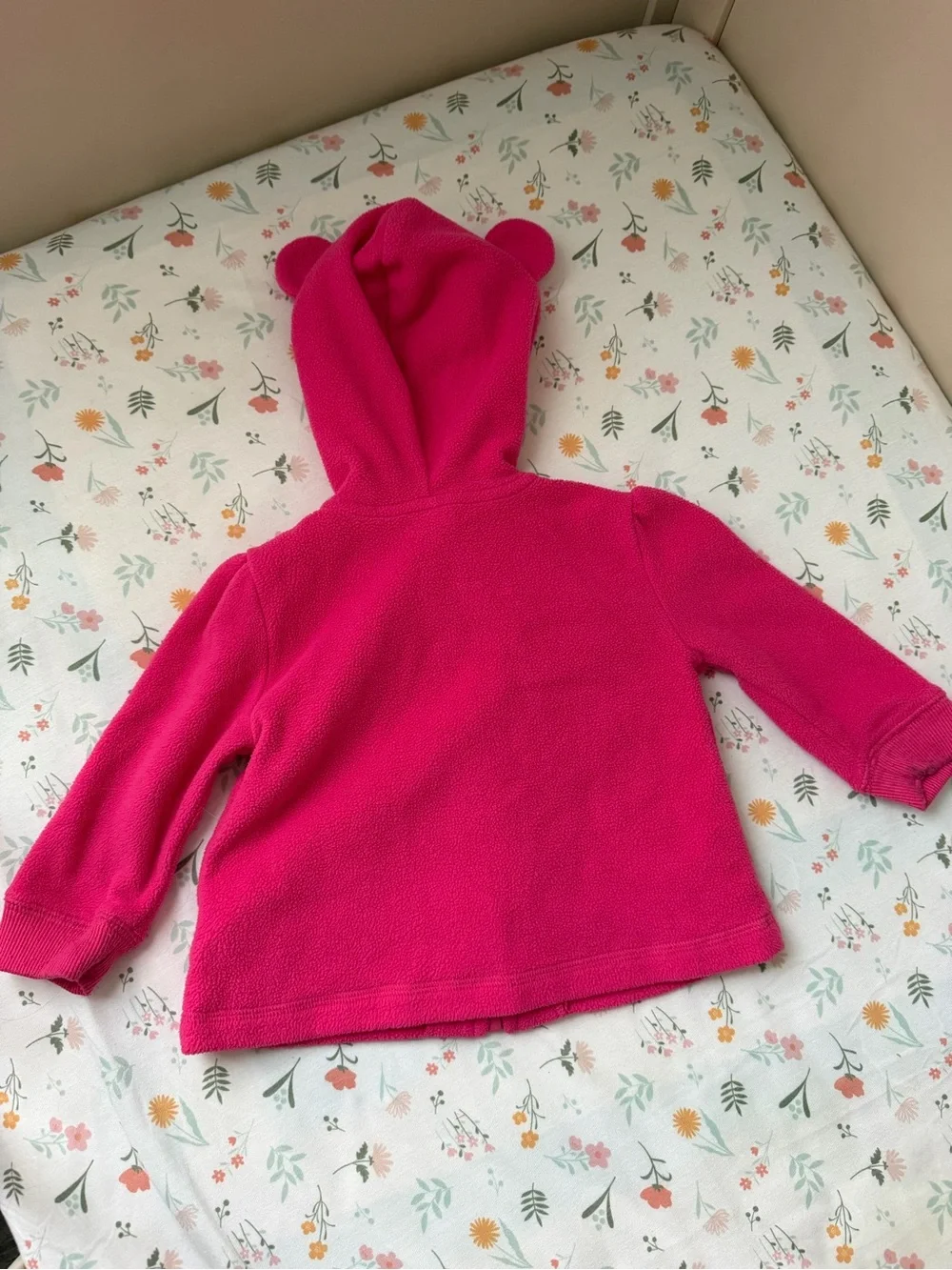 Toddler Hot Pink Hooded Zip-Up Fleece Jacket with Ears
